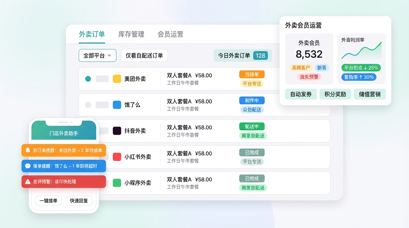 美团外卖对接系统 - 门店外卖统一管理系统