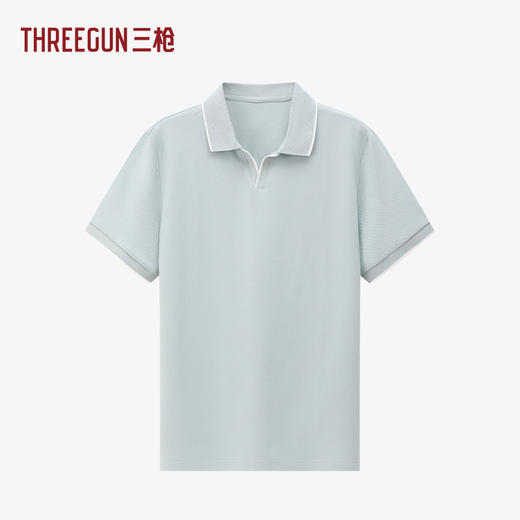 Threegun三枪 丝柔棉珠地海鸥领短袖男衫-T10010A01 商品图0