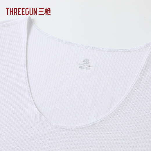 Threegun三枪 蚕丝木代尔罗纹U领短袖男衫-T20177A02 商品图2