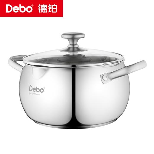 Debo德铂-加百利汤锅4.5L食品接触用304不锈钢炉具通用（配玻璃锅盖） 商品图1