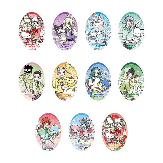 非人哉×三丽鸥家族联名 马口铁徽章 吧唧 全11种 10包/盒 国谷 商品图0