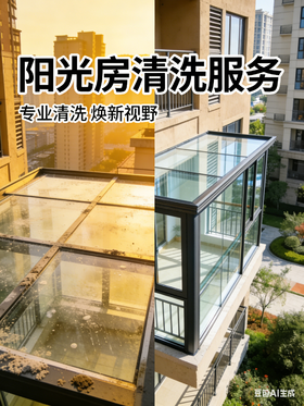 阳光房外立面清洗双阳台【FY】