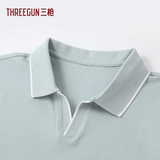 Threegun三枪 丝柔棉珠地海鸥领短袖男衫-T10010A01 商品图1