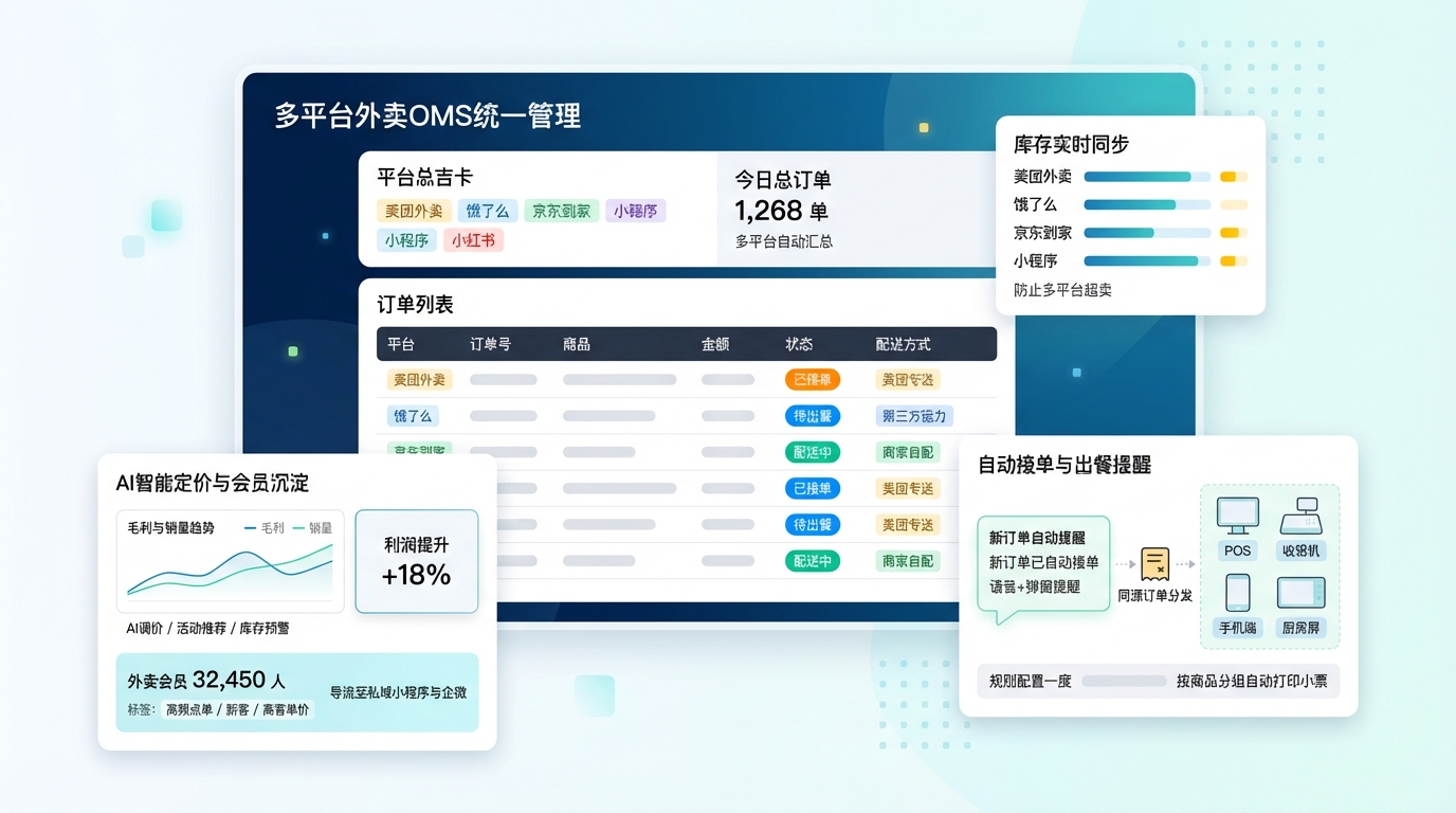 外卖运营SaaS系统 - 多平台外卖接单管理