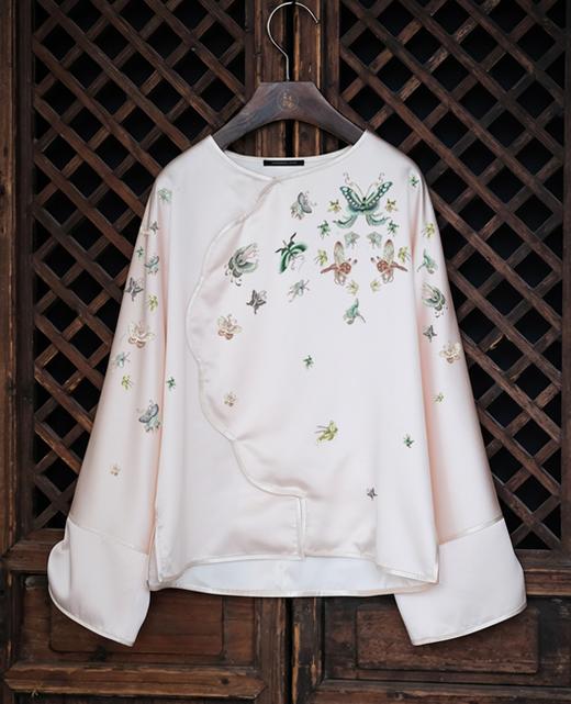 盛唐牡丹盛奢系列 | 蝴蝶花纹手绣真丝上衣 商品图0