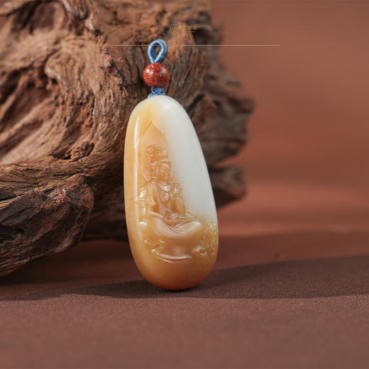 【大悟】糖羊脂玉观音牌 商品图0