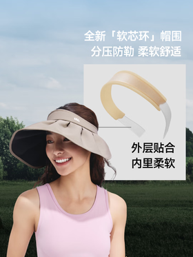 蕉下女士轻薄黑胶贝壳防晒帽BM017
