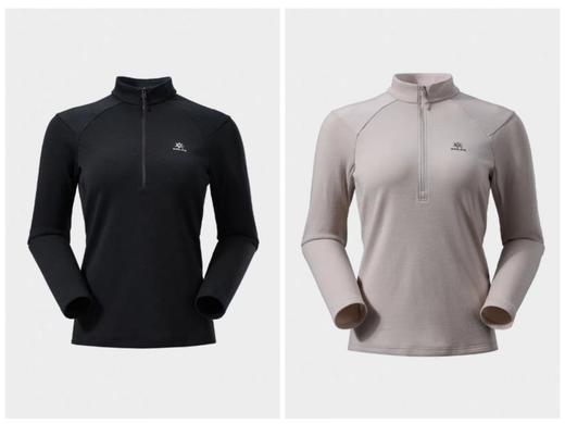 KLS小太阳家的XM3半开胸立领美丽诺羊毛女士长袖T恤 商品图0