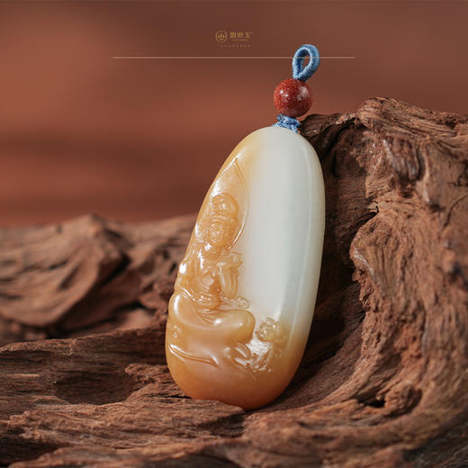 【大悟】糖羊脂玉观音牌 商品图5