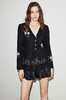 马克门店发货：黑色珠片绣花V领26春季暗纹肌理感收腰短外套MF80JA005A90 商品缩略图0