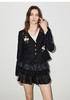 马克门店发货：黑色珠片绣花V领26春季暗纹肌理感收腰短外套MF80JA005A90 商品缩略图1