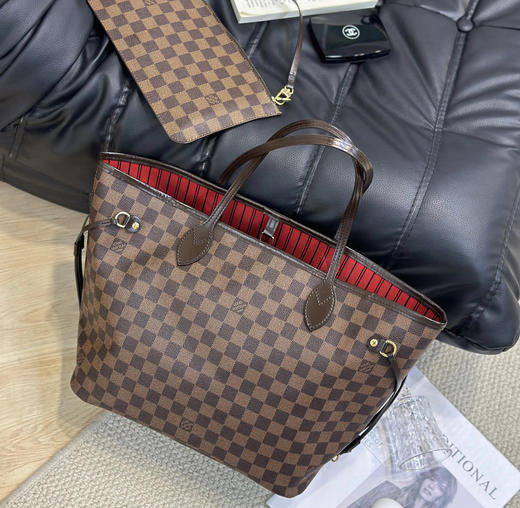 Lv nf 中号 棕棋盘格 购物袋 商品图0