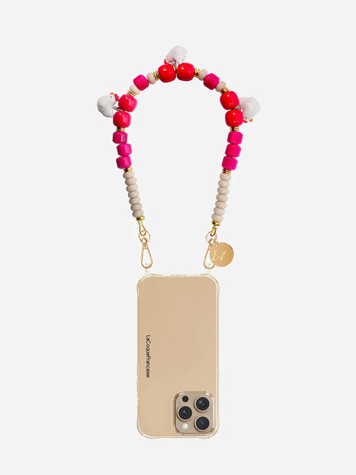 订购14周到｜La Coque Française-POUPI-玫红色 小鸡 串珠 短款 手机链［法国设计师］ 商品图1