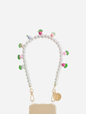 订购14周到｜La Coque Française-FLEUR-白色 花朵 串珠 短款 手机链［法国设计师］