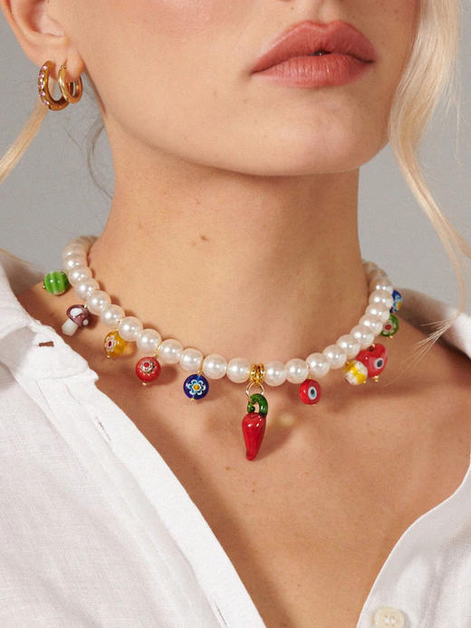 订购14周到｜La Coque Française-LEV-白色 彩色蔬菜 串珠 短款 手机链［法国设计师］ 商品图3