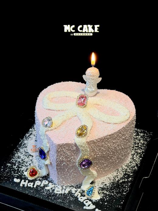 天使爱心水晶宝石蛋糕【钻石不可食用】（钻石颜色形状随机、包含原图蜡烛） 商品图3