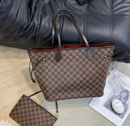Lv nf 中号 棕棋盘格 购物袋 商品图1