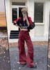 418良粉节|2026 活动爆款 品牌特卖！错过无【自营】衣周期～思美乐牛仔179波尔多红100%棉 多复古工装裤春秋新款穿搭美式阔腿牛仔裤长裤女-喜出 商品缩略图2