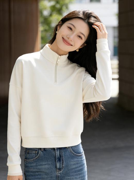 预售 臣禾	【半开襟拉链卫衣】短款落肩休闲运动上衣	9261050275 商品图11