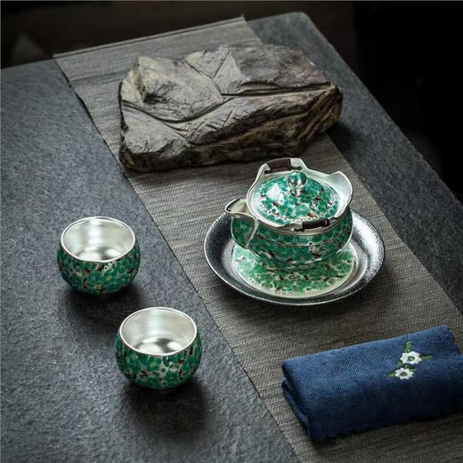 名师周鸿杰999纯银鎏银茶具套装 商品图4