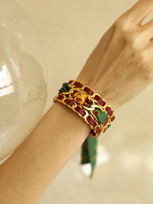 订购8周到｜AN-NEE-Décembre Bordeaux-星象图腾 2cm 丝巾手镯［法国设计师］ 商品图2