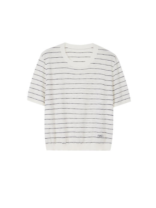 粘纤亚麻条纹针织衫 商品图1