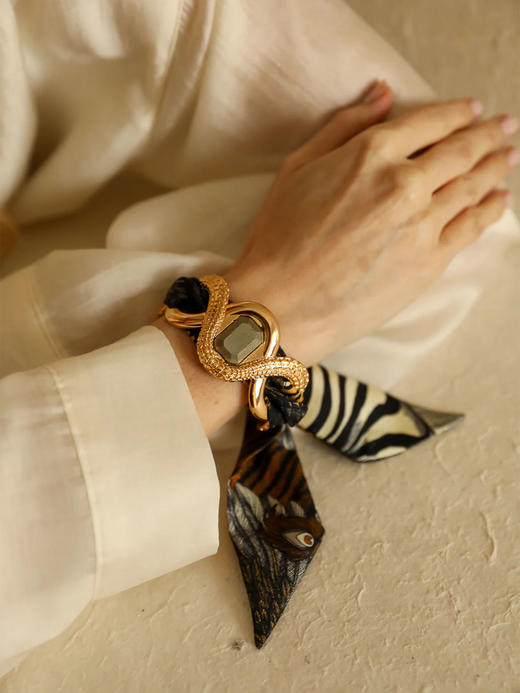 订购8周到｜AN-NEE-Caïman avec Pyrite-幻境旷野 4cm 丝巾手镯［法国设计师］ 商品图0
