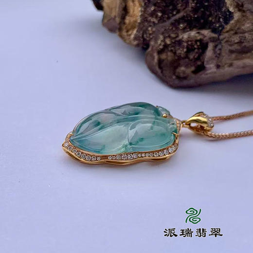派瑞翡翠 18k金翡翠吊坠 冰种 飘花 商品图2
