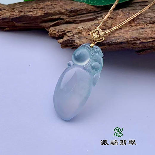 派瑞翡翠 18k金翡翠吊坠 冰种 无色 商品图2