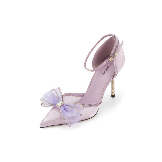 westory春季蝴蝶结玫瑰花中跟单鞋法式气质空鞋真皮W24AH57221（09/14） 商品图0