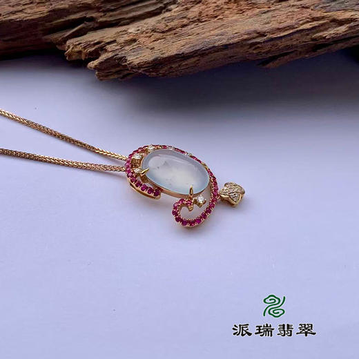 派瑞翡翠 18k金翡翠吊坠 冰种 无色 商品图3