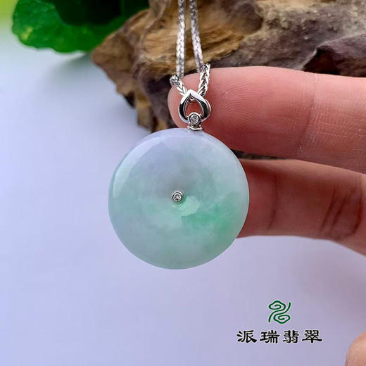 派瑞翡翠 18k金翡翠吊坠 糯种 绿色 商品图2