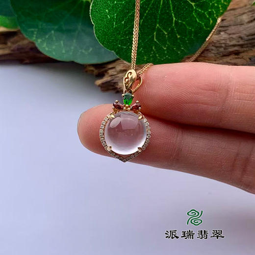 派瑞翡翠 18k金翡翠吊坠 冰种 无色 商品图4