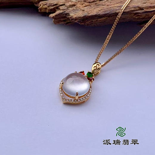 派瑞翡翠 18k金翡翠吊坠 冰种 无色 商品图1