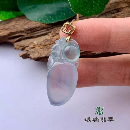 派瑞翡翠 18k金翡翠吊坠 冰种 无色 商品图3