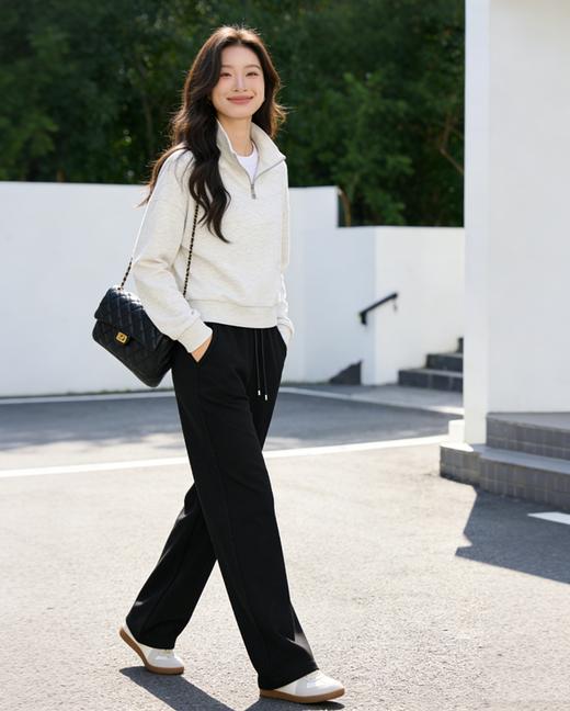 预售 臣禾	【半开襟拉链卫衣】短款落肩休闲运动上衣	9261050275 商品图4