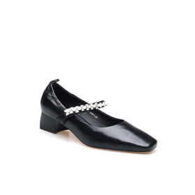 豪麟名鞋迪嘉女鞋玛丽珍鞋牛皮革DJHJA61WP006黑色