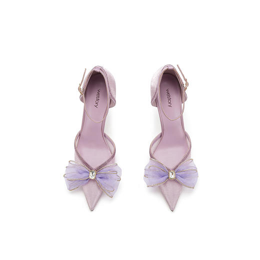 westory春季蝴蝶结玫瑰花中跟单鞋法式气质空鞋真皮W24AH57221（09/14） 商品图2