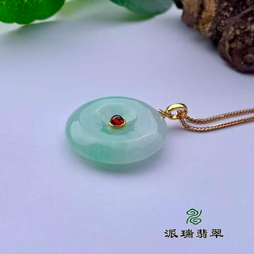 派瑞翡翠 18k金翡翠吊坠 糯种 绿色 商品图3