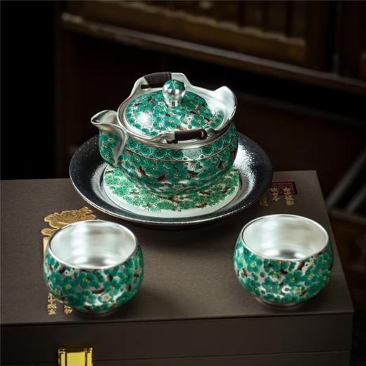 名师周鸿杰999纯银鎏银茶具套装 商品图2