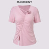 春日氛围感粉彩T恤女25春季新款抽褶收腰x型修身显瘦上衣(货号:MS86TP019) 商品缩略图4