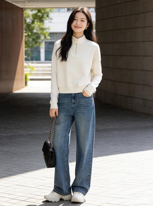 预售 臣禾	【半开襟拉链卫衣】短款落肩休闲运动上衣	9261050275 商品图1