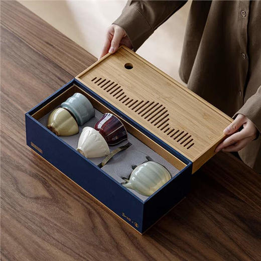 故宫文创宋时风雅五大名窑花瓣提梁茶具套装一壶四杯 商品图2