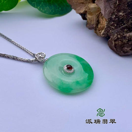 派瑞翡翠 18k金翡翠吊坠 糯种 绿色 商品图2