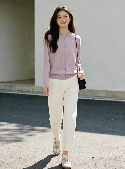 现货秒发 臣禾	【小美满开衫】木耳边领羊毛衬衫可机洗100%绵羊毛针织开衫 	JZ253090675 商品图6