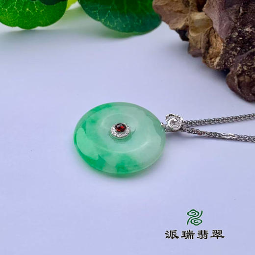 派瑞翡翠 18k金翡翠吊坠 糯种 绿色 商品图3