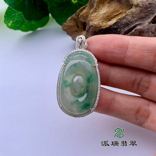 派瑞翡翠 18k金翡翠吊坠 冰种 飘花 商品图3