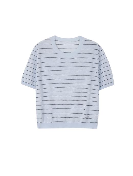 粘纤亚麻条纹针织衫 商品图0