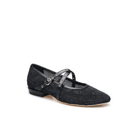 豪麟名鞋迪嘉女鞋玛丽珍鞋羊皮革+织物DJHJA61WP020黑色