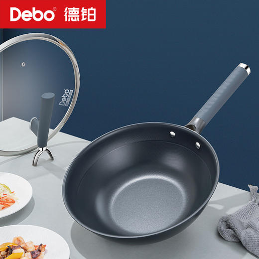 Debo德铂-沙利文炒锅 钛不粘0涂层不含氟（配玻璃锅盖） 商品图1